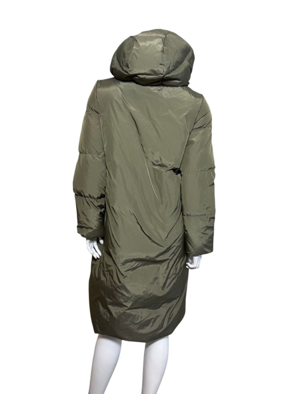 Jenni Kayne Long Puffer Coat Olive Green Hooded Down Parka Size XS - Picture 7 of 10